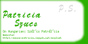 patricia szucs business card